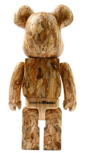 Eco Value Wood Be@rbrick figure by Karimoku, produced by Medicom Toy. Back view.