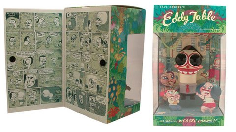 Eddy Table figure by Dave Cooper, produced by Critterbox. Packaging.