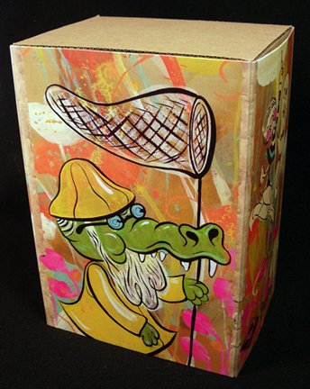 Edward The Gator - Blank Green figure by Bwana Spoons, produced by Max Toy Co.. Packaging.
