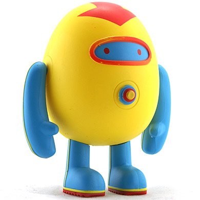 Egg Patrol figure by Doma, produced by Kidrobot. Side view.