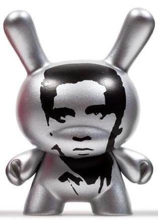 Elvis figure by Andy Warhol, produced by Kidrobot. Front view.