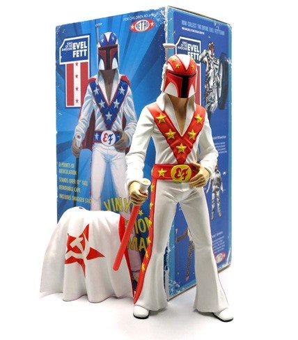 Evel Fett - Red Star Edition figure by Retro Outlaw, produced by 3D Retro. Packaging.