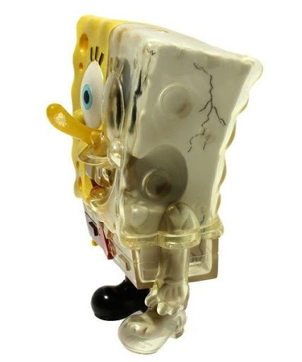 X-ray SpongeBob SquarePants figure by Stephen Hillenburg, produced by Secret Base. Side view.