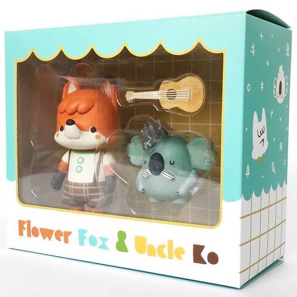 FLOWER FOX & UNCLE KO figure by La La Woodland. Packaging.