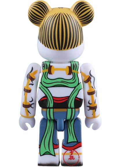 Ogata Korin Wind God & Thunder - 100% Be@rbrick Set figure, produced by Medicom Toy. Back view.