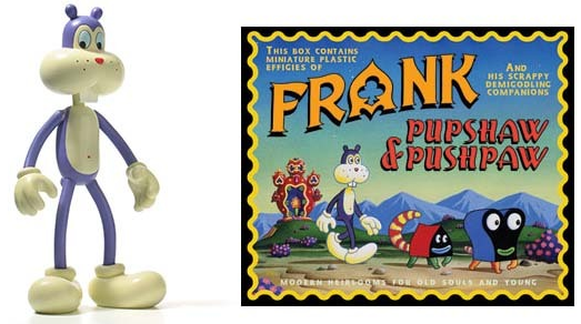 Frank w/ Pupshaw & Pushpaw figure by Jim Woodring, produced by Presspop. Packaging.