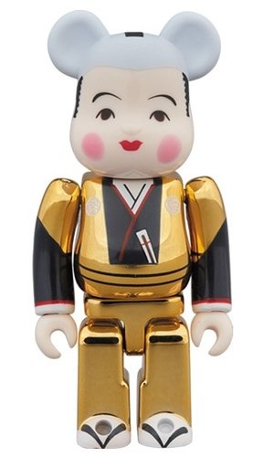 Fukuske gold BE@RBRICK 100% figure, produced by Medicom Toy. Front view.