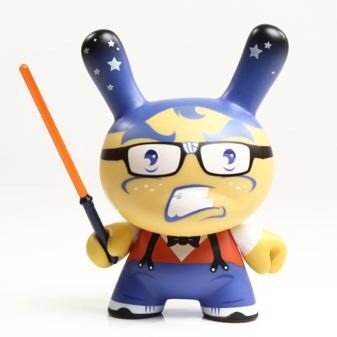Geek Force figure by Igor Ventura, produced by Kidrobot. Front view.