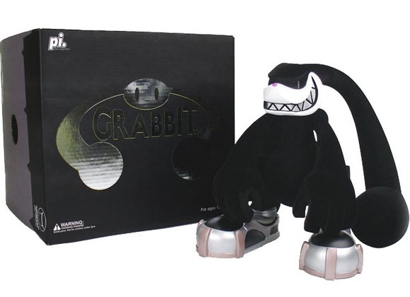 Black Flocked Grabbit figure by Touma, produced by Play Imaginative. Packaging.