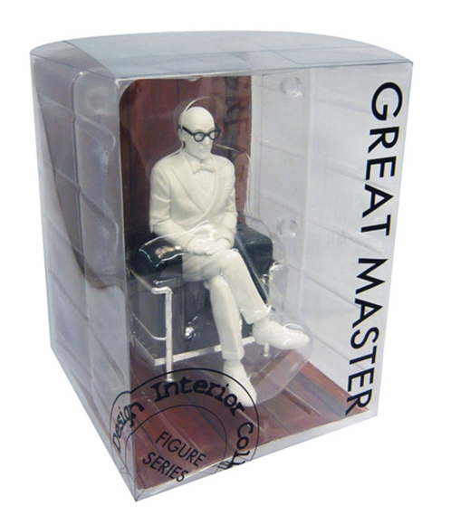 Great Master Le Corbusier in LC2 chair figurine figure, produced by Reac Japan. Packaging.