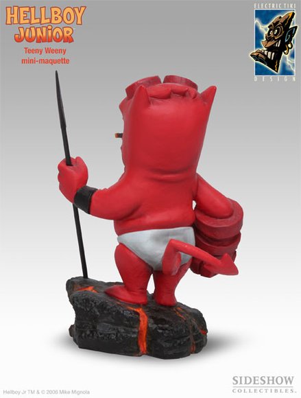 Hellboy Junior figure by Mike Mignola X Bill Wray, produced by Electric Tiki Design. Back view.