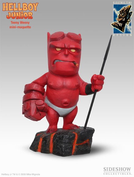 Hellboy Junior figure by Mike Mignola X Bill Wray, produced by Electric Tiki Design. Front view.