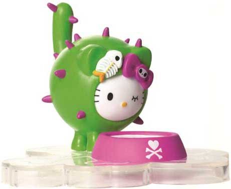 Mini Cactus Kitty figure by Simone Legno (Tokidoki), produced by Sanrio. Front view.