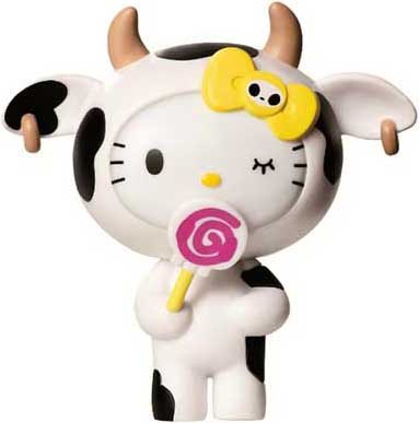 Cow Kitty figure by Simone Legno (Tokidoki), produced by Sanrio. Front view.