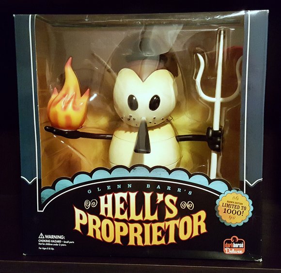 Hells Proprietor figure by Glenn Barr, produced by Dark Horse Deluxe. Packaging.