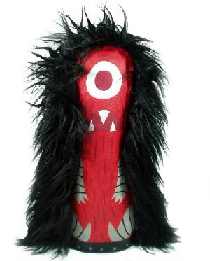Helper (Black Hair) figure by Tim Biskup, produced by Circus Punks. Front view.