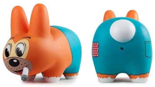 Hooverville Labbit figure by Frank Kozik, produced by Kidrobot. Front view.