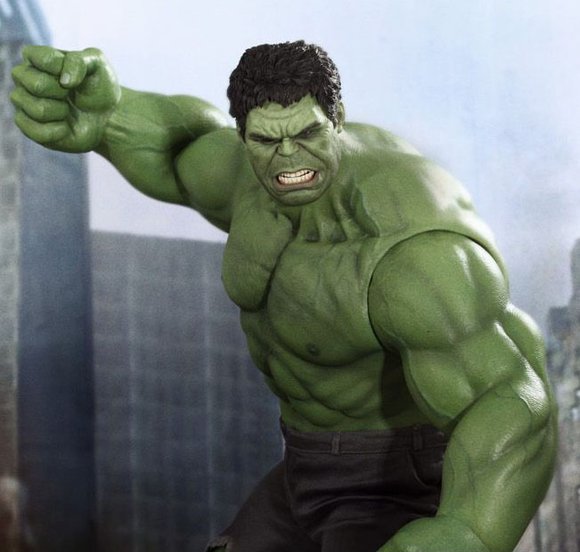 Hulk figure by Kojun & Yulli, produced by Hot Toys. Detail view.