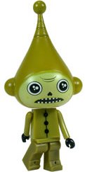 Dark Olive Scare Ice-Bot figure by Dalek, produced by Kidrobot. Front view.