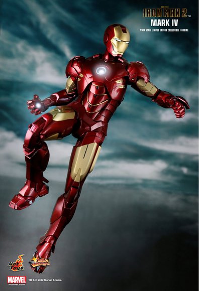 Iron Man 2 Mark IV figure by Jc. Hong, produced by Hot Toys. Front view.