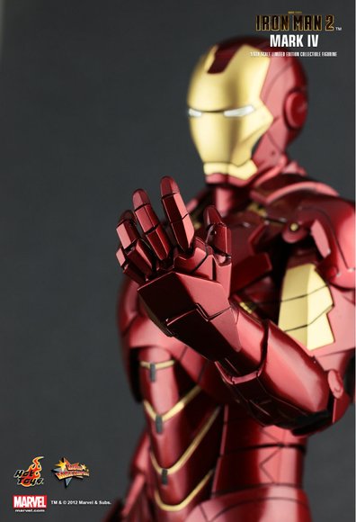 Iron Man 2 Mark IV figure by Jc. Hong, produced by Hot Toys. Detail view.