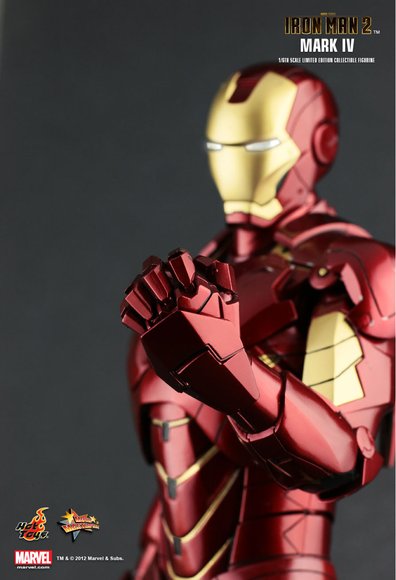 Iron Man 2 Mark IV figure by Jc. Hong, produced by Hot Toys. Detail view.