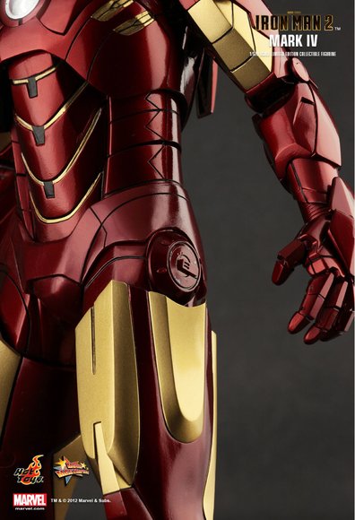 Iron Man 2 Mark IV figure by Jc. Hong, produced by Hot Toys. Detail view.