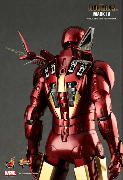 Iron Man 2 Mark IV figure by Jc. Hong, produced by Hot Toys. Detail view.