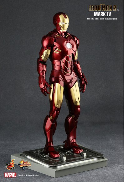 Iron Man 2 Mark IV figure by Jc. Hong, produced by Hot Toys. Front view.