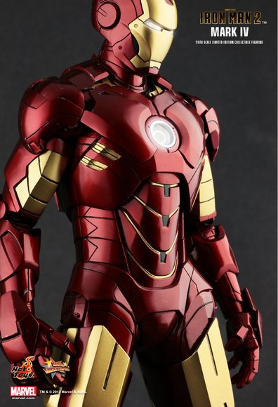 Iron Man 2 Mark IV figure by Jc. Hong, produced by Hot Toys. Detail view.