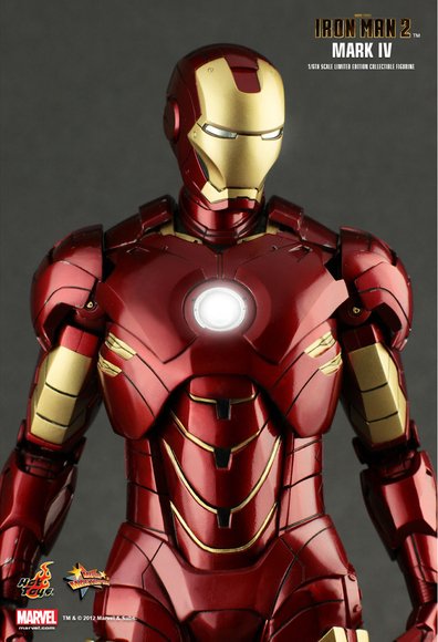 Iron Man 2 Mark IV figure by Jc. Hong, produced by Hot Toys. Detail view.