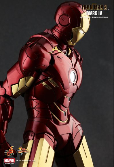 Iron Man 2 Mark IV figure by Jc. Hong, produced by Hot Toys. Detail view.