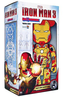 Iron Man Mark XLII (42) Be@rbrick 400% figure by Marvel, produced by Medicom Toy. Packaging.