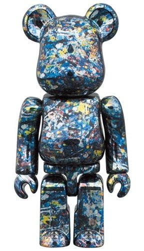 Jackson Pollock Studio CHROME Ver. BE@RBRICK 100％ figure, produced by Medicom Toy. Front view.
