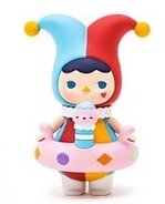 Jester Baby figure by Pucky, produced by Pop Mart. Front view.