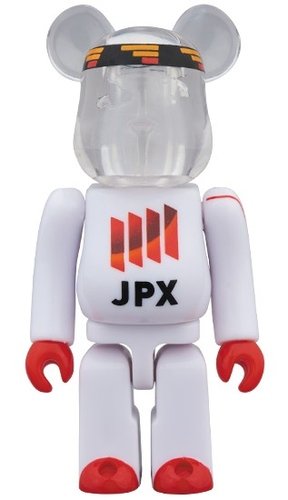 JPX WHITE 140th BE@RBRICK 100% figure, produced by Medicom Toy. Front view.