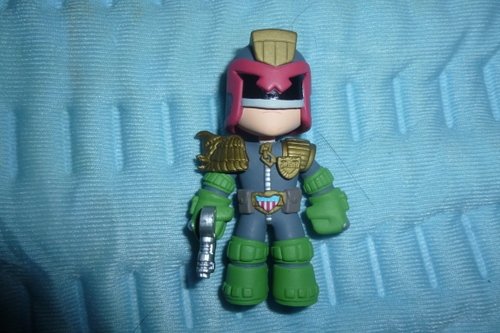 Judge Dredd figure, produced by Funko. Front view.