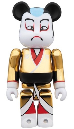 Kabuki gold plating BE@RBRICK 100% figure, produced by Medicom Toy. Front view.