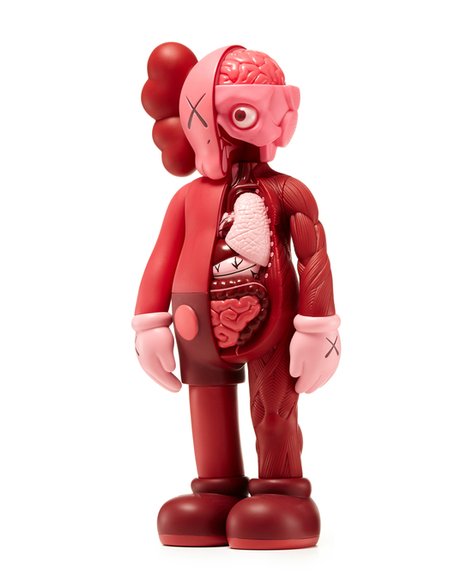 KAWS Companion Blush (Flayed) (Open Edition) figure by Kaws, produced by Medicom. Side view.