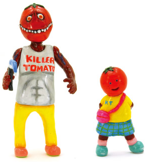 Killer Tomato figure by Yukinori Dehara . Front view.