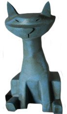 Blue Kitty figure by Ashley Wood, produced by Threea. Front view.