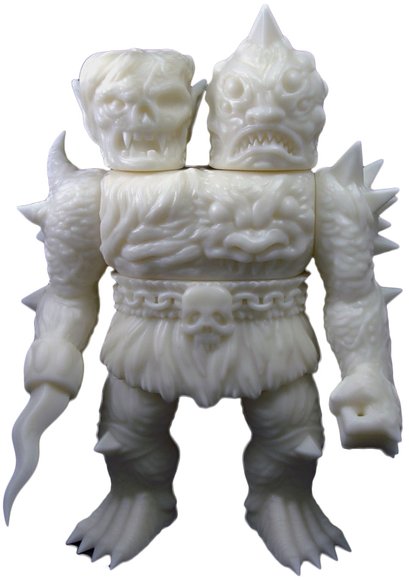 Krawluss, the 2-headed creature of doom figure by Lash X Skinner, produced by Mutant Vinyl Hardcore. Front view.