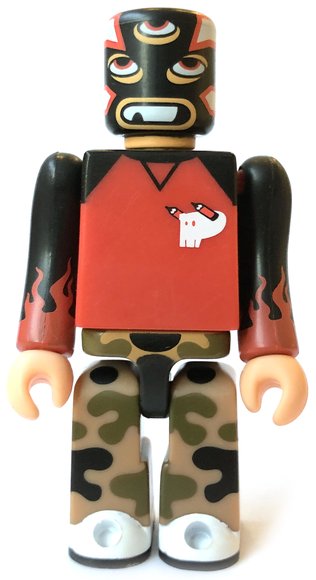 Kubrick + Be@rbrick Bible Satan Arbeit Version figure by Pete Fowler, produced by Medicom Toy. Front view.
