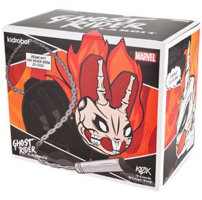 Ghost Rider Labbit figure by Marvel, produced by Kidrobot. Packaging.