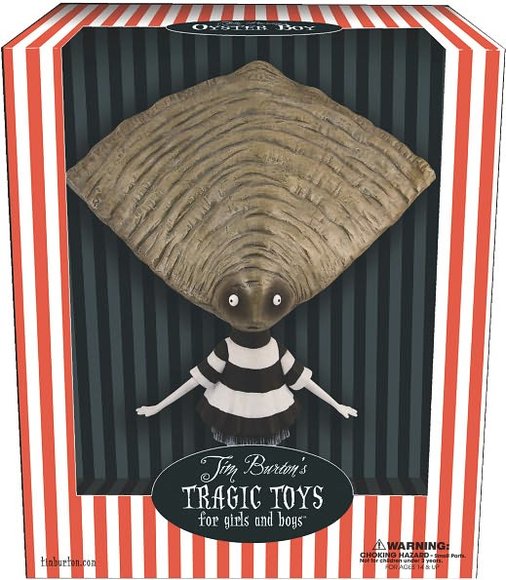 Large-scale Oyster Boy figure by Tim Burton, produced by Dark Horse. Packaging.