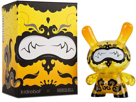 Lemon Drop figure by Andrew Bell, produced by Kidrobot. Packaging.