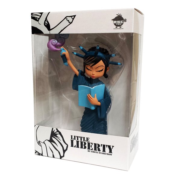 Little Liberty Blue figure by Erick Scarecrow, produced by Esc-Toy. Packaging.