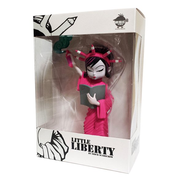 Little Liberty Pink figure by Erick Scarecrow, produced by Esc-Toy. Packaging.