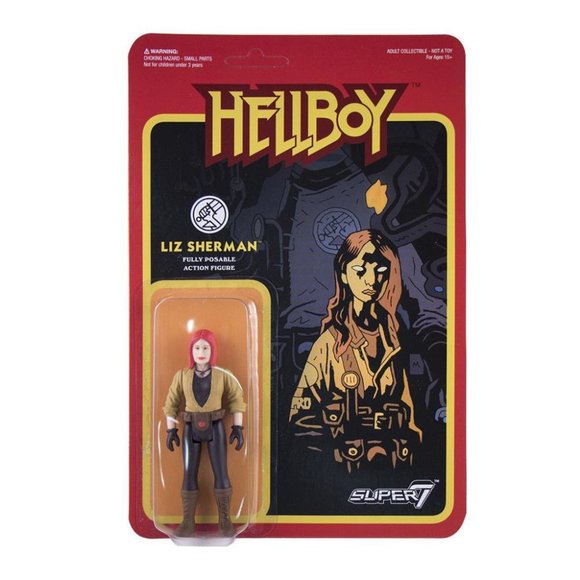 Liz Sherman figure by Super7, produced by Funko. Packaging.