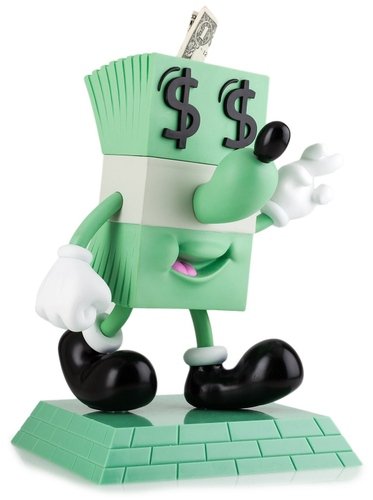 Lucky Dollar Money Box figure by Jeremyville, produced by Kidrobot. Front view.